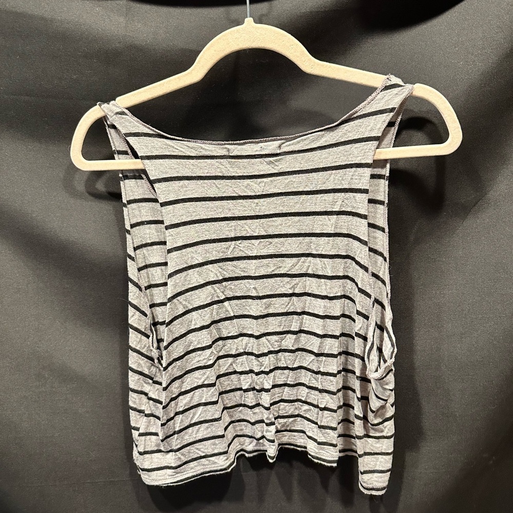 Grey And Black Stripe Crop Top Tank